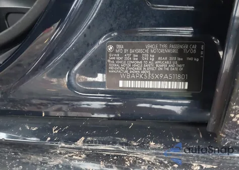 2009 BMW 328I xDrive from USA, damaged, VIN WBAPK535X9A511801